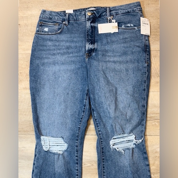 NWT Good American Good Classic Distressed High Rise Cropped Raw Hem Size 15 - Picture 2 of 9